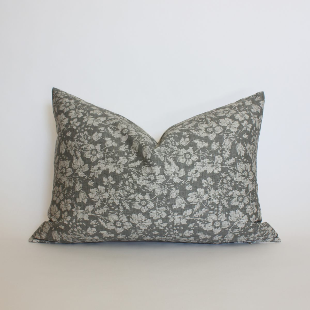 Georgia charcoal and cream floral pillow cover, view 4