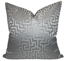 Greek Key Pillow Cover in Silver