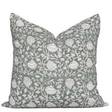 Sabine Floral Block Printed Pillow Cover | Green