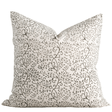 Everly Floral Block Printed Pillow Cover | Olive Green