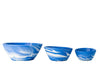 3 piece Cloudware nesting bowl set with blue and white swirl design