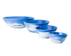 4 piece Cloudware nesting bowl set with blue and white swirls