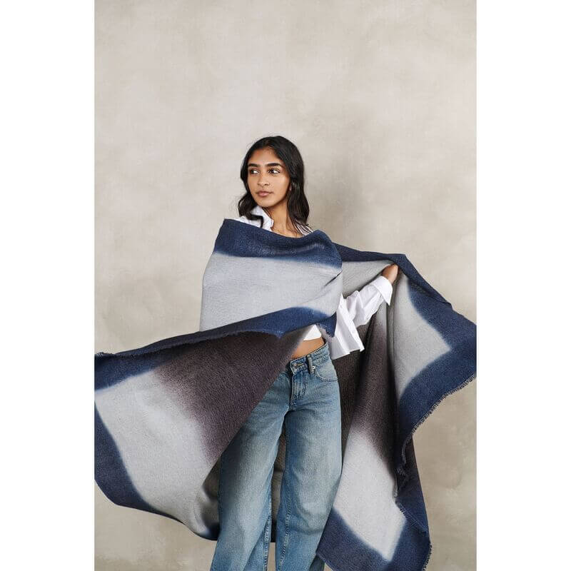 Moonstruck blue gray handloom handspun merino throw – One Affirmation
