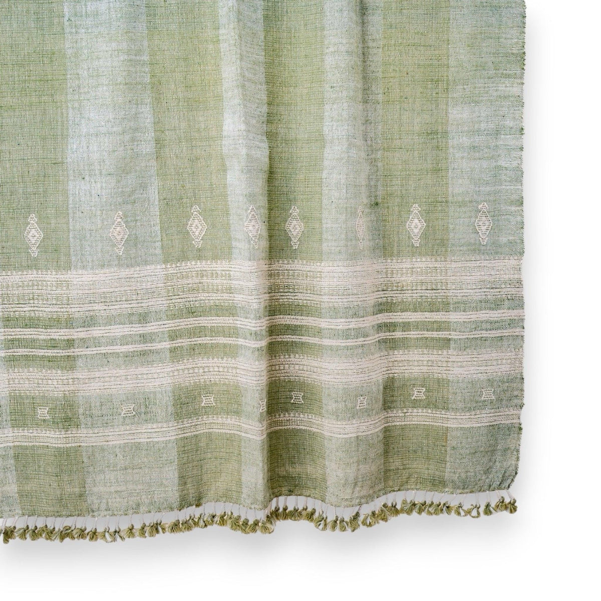 Willow sage green handwoven Indian wool throw blanket – view 2