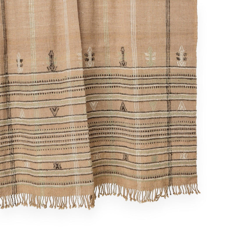 Ruby tan handwoven Indian wool throw blanket – view 2