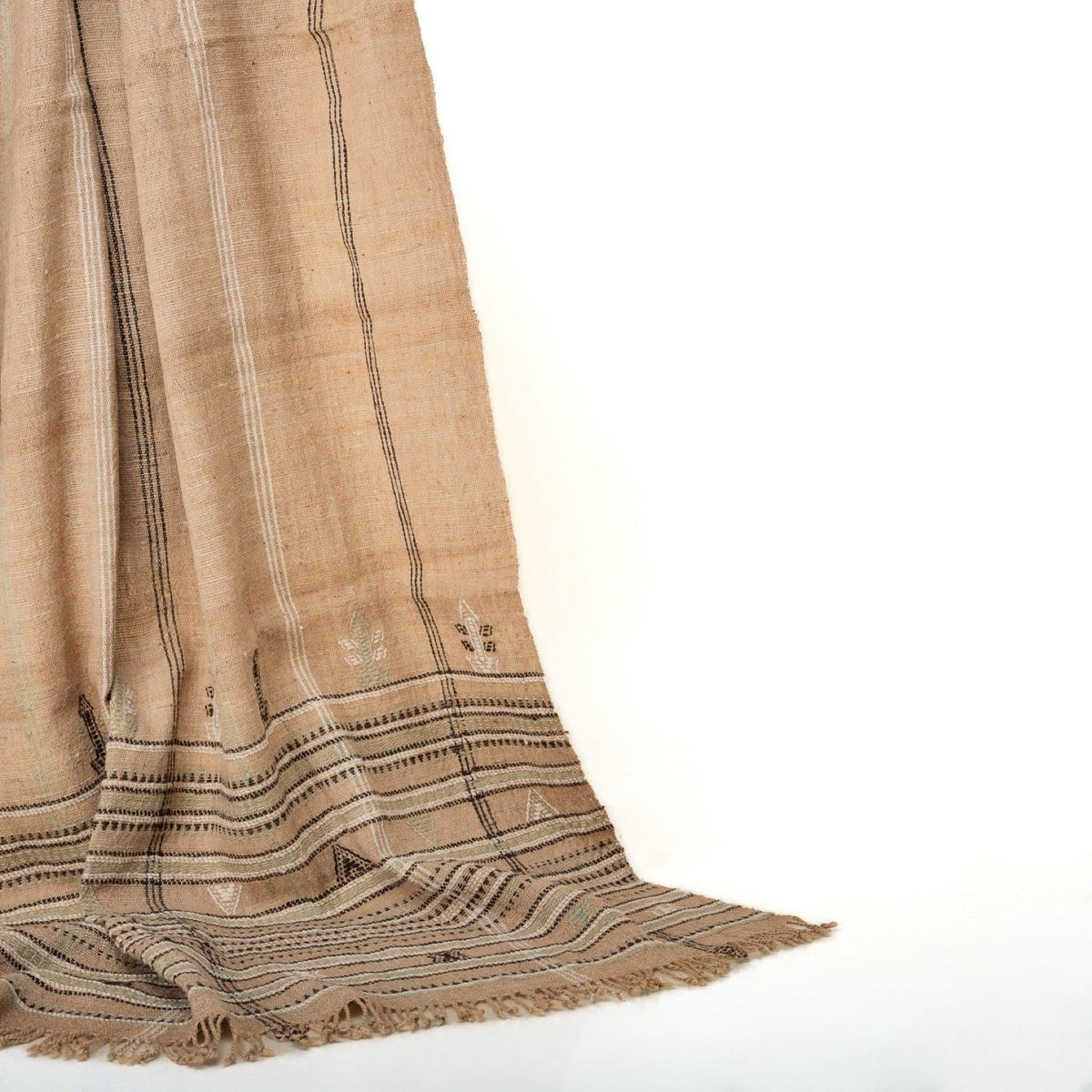Ruby tan handwoven Indian wool throw blanket – view 9