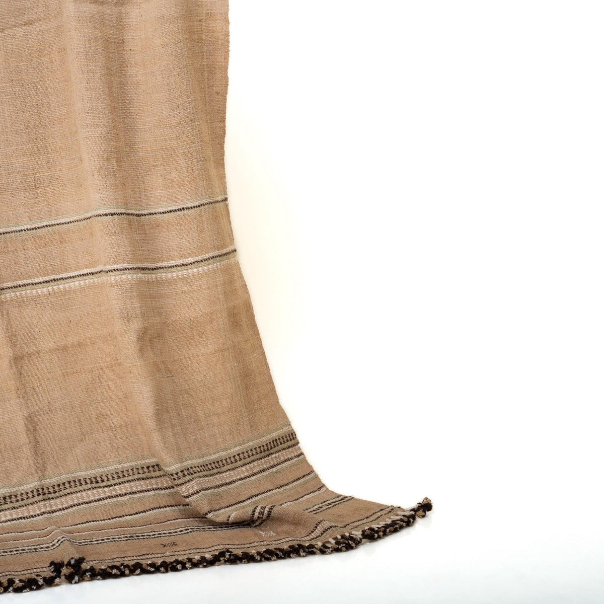 Sunstone camel tan handwoven Indian wool throw blanket – view 8