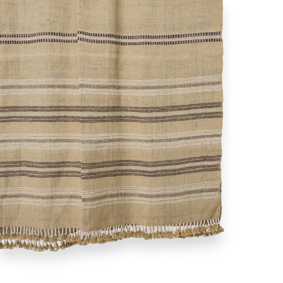 Opal beige tan handwoven Indian wool throw blanket – view 2