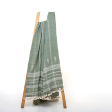 Emerald soft green handwoven Indian wool throw blanket – view 13