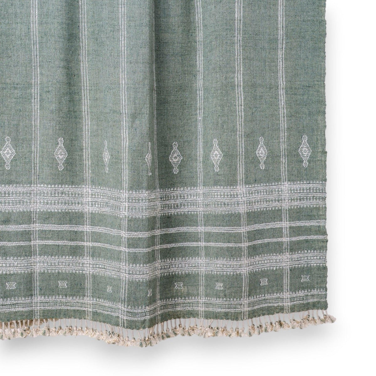 Emerald soft green handwoven Indian wool throw blanket – view 3
