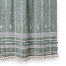 Emerald soft green handwoven Indian wool throw blanket – view 3