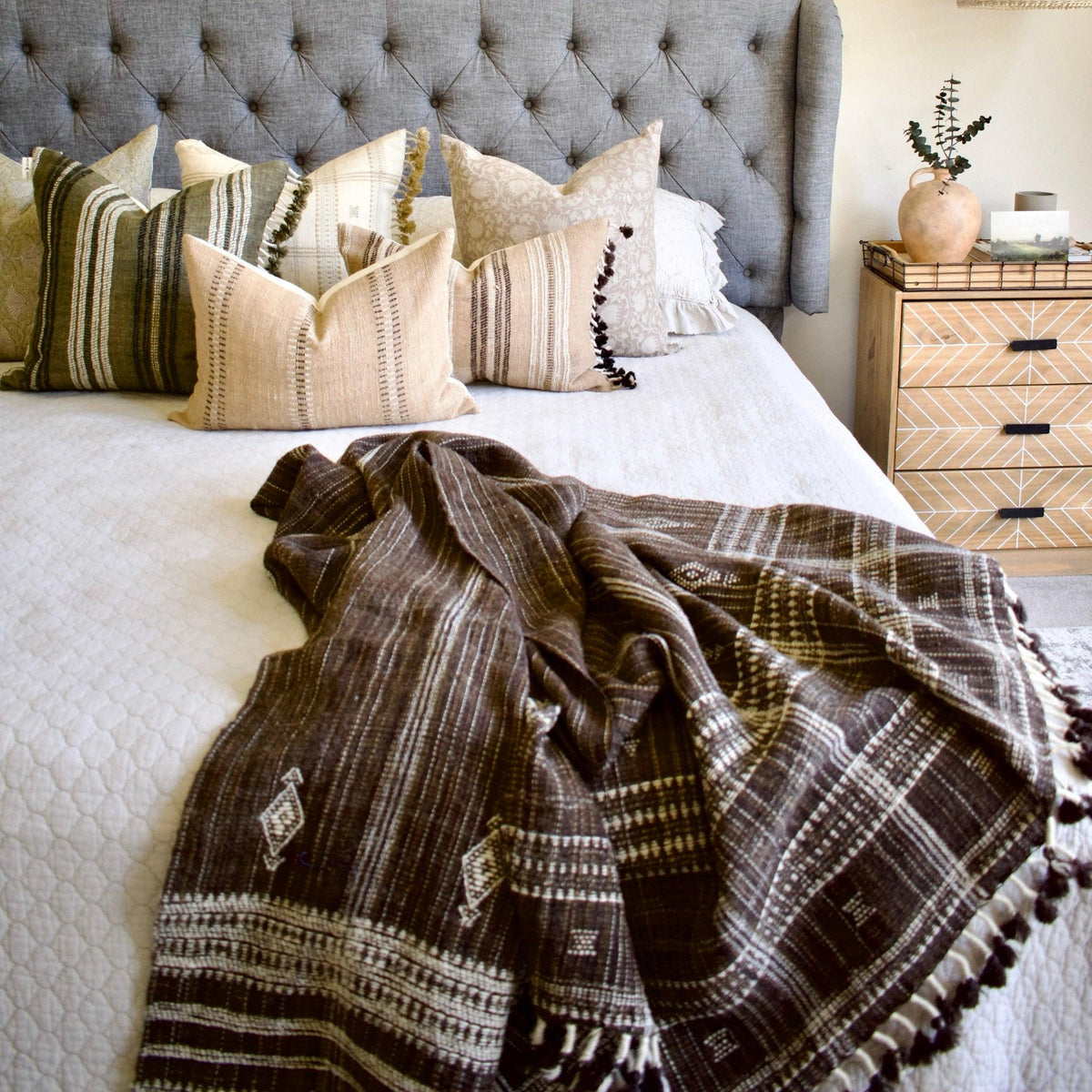 Bronzite warm brown handwoven Indian wool throw blanket – view 7