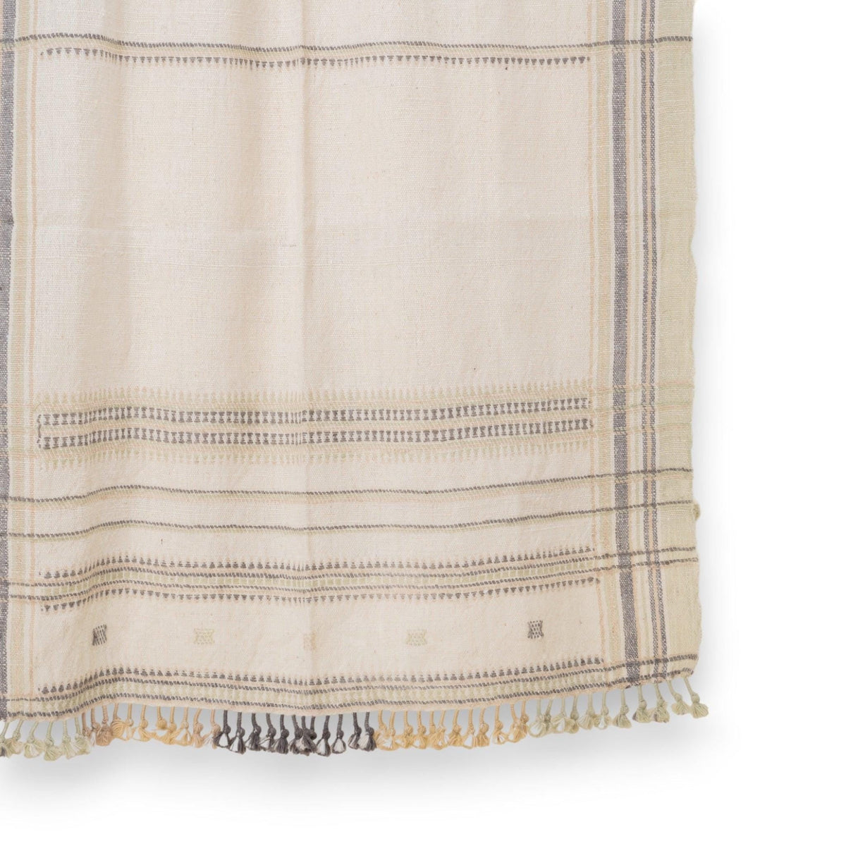 Alabaster off white handwoven Indian wool throw blanket – view 2