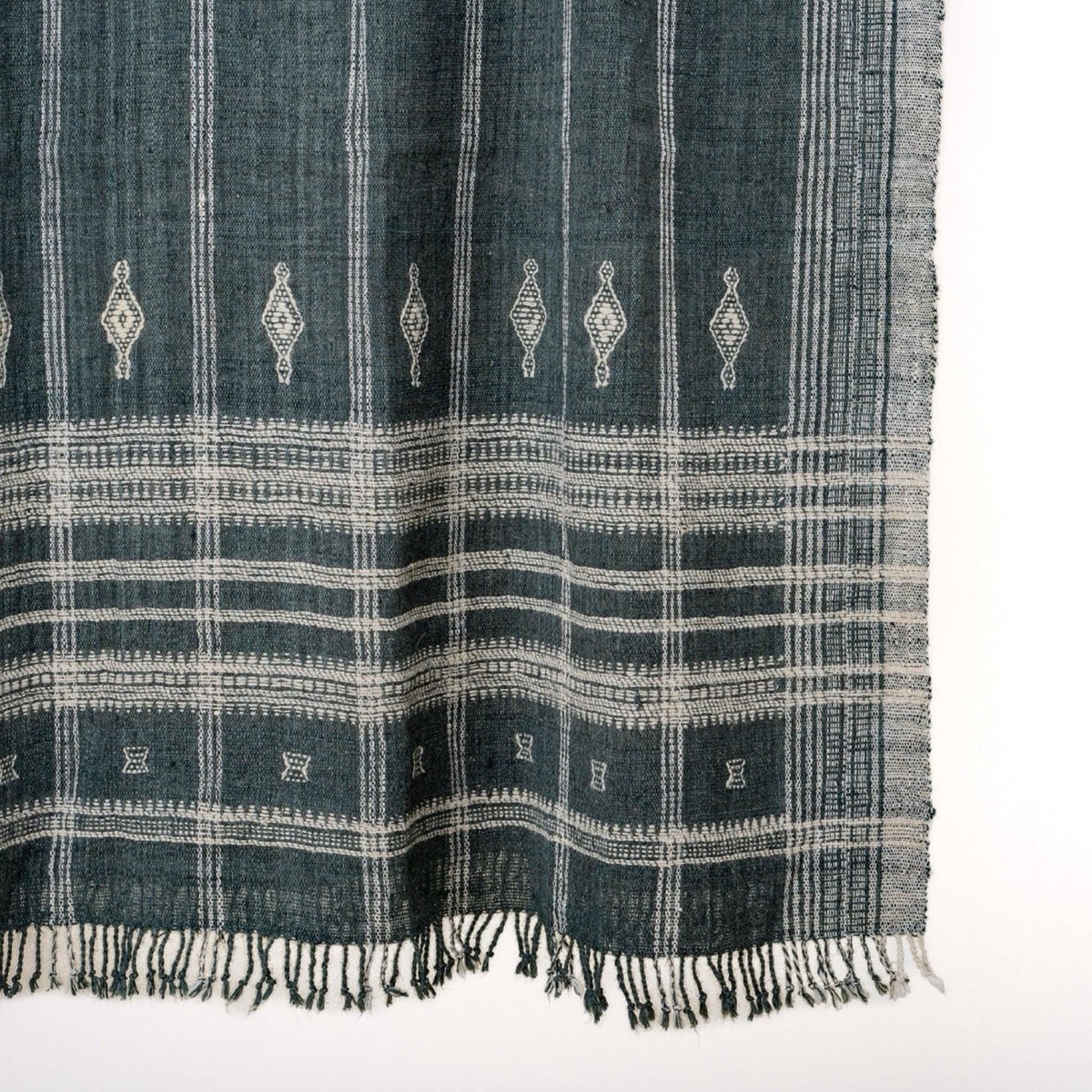 Onyx charcoal black handwoven Indian wool throw blanket – view 2
