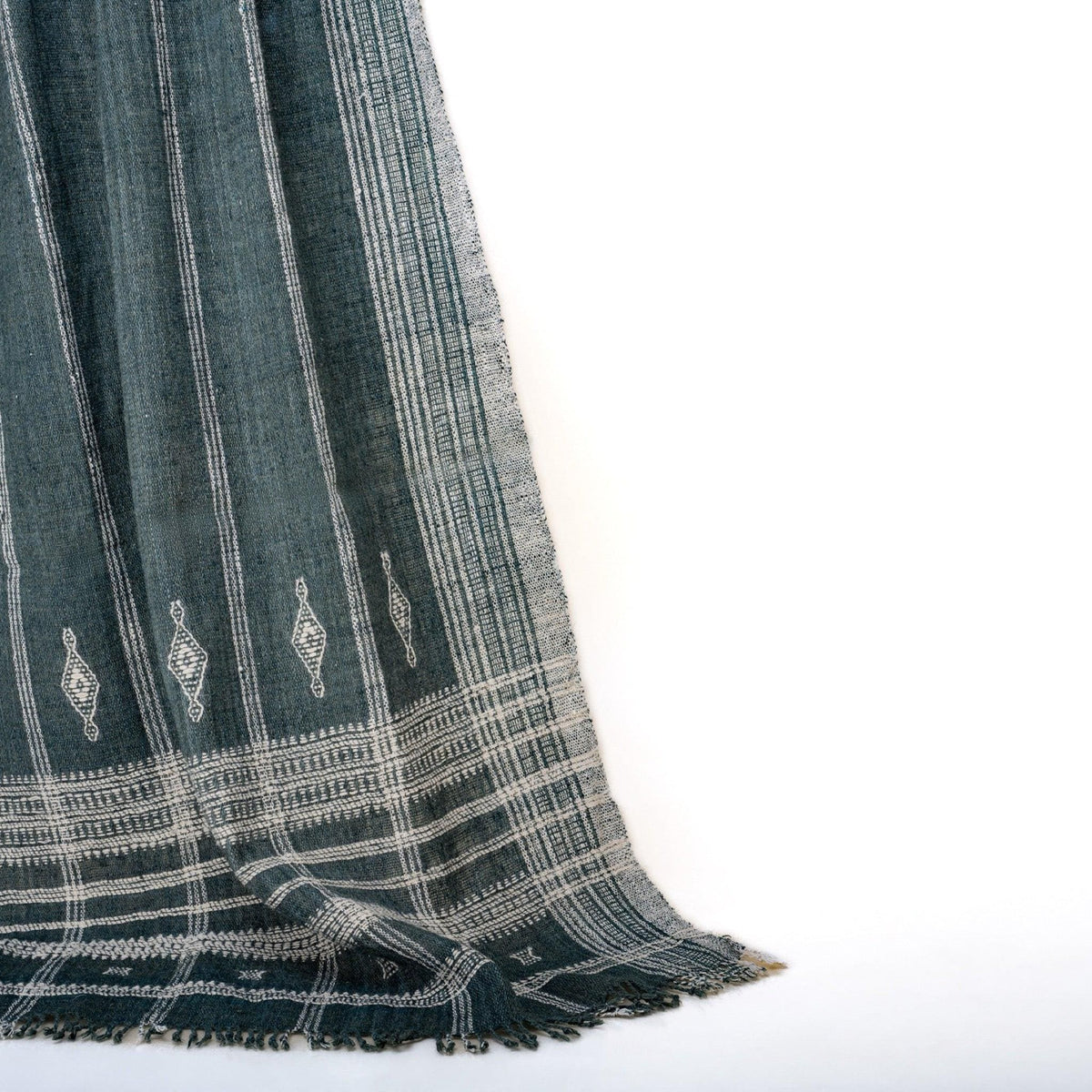 Onyx charcoal black handwoven Indian wool throw blanket – view 9