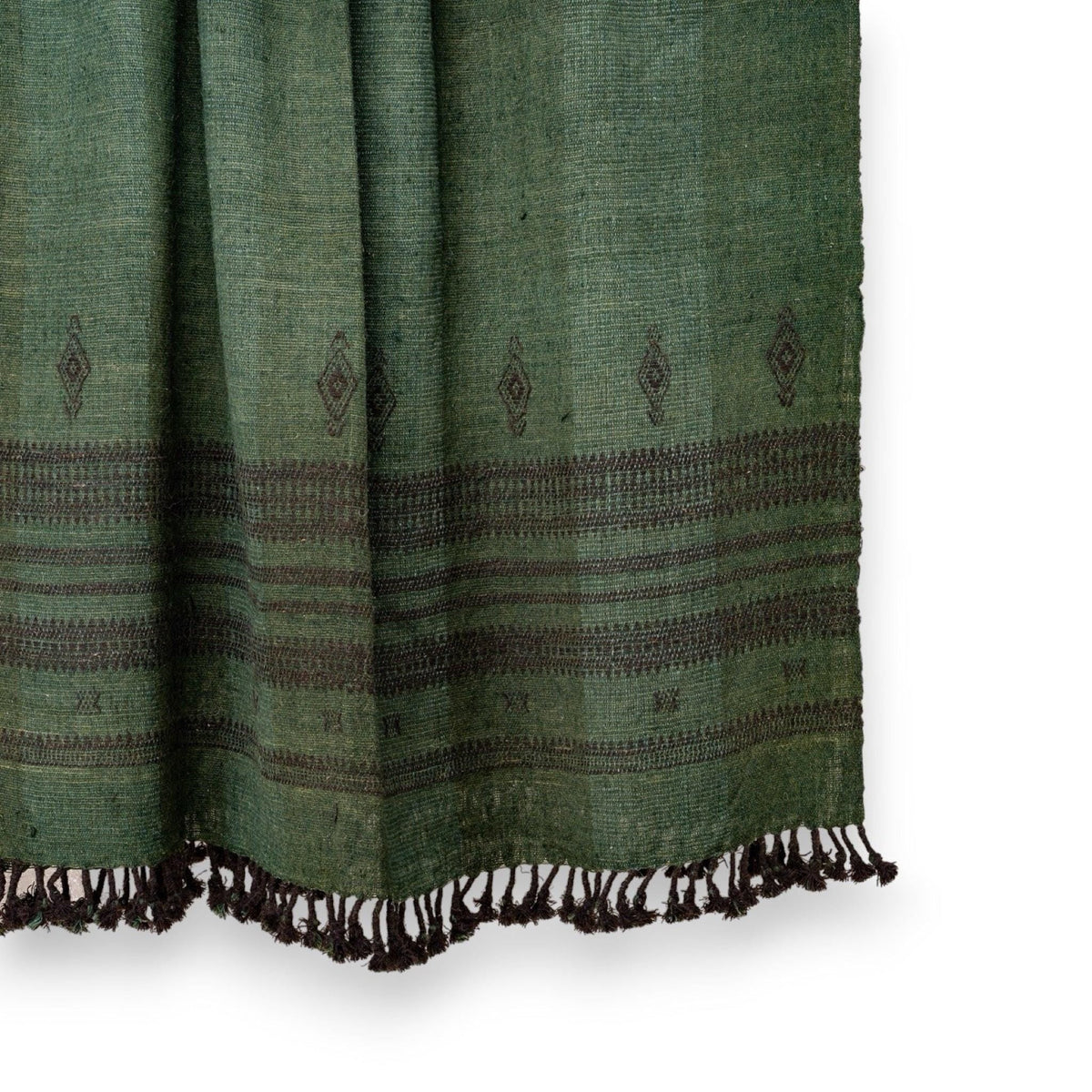 Basil deep green handwoven Indian wool throw blanket – view 2