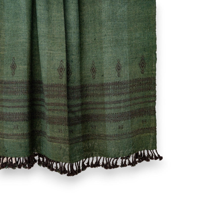 Basil deep green handwoven Indian wool throw blanket – view 2