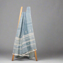 Iris teal blue handwoven Indian wool throw blanket – view 11