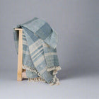 Iris teal blue handwoven Indian wool throw blanket – view 13
