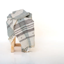 Magnolia white striped handwoven Indian wool throw blanket – view 3