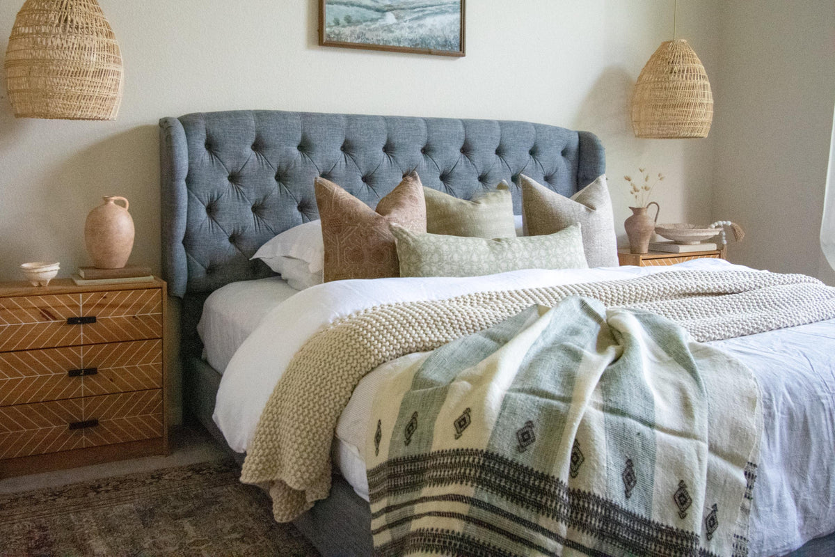 Magnolia white striped handwoven Indian wool throw blanket – view 6