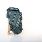 Sapphire teal blue striped handwoven Indian wool throw blanket – view 9