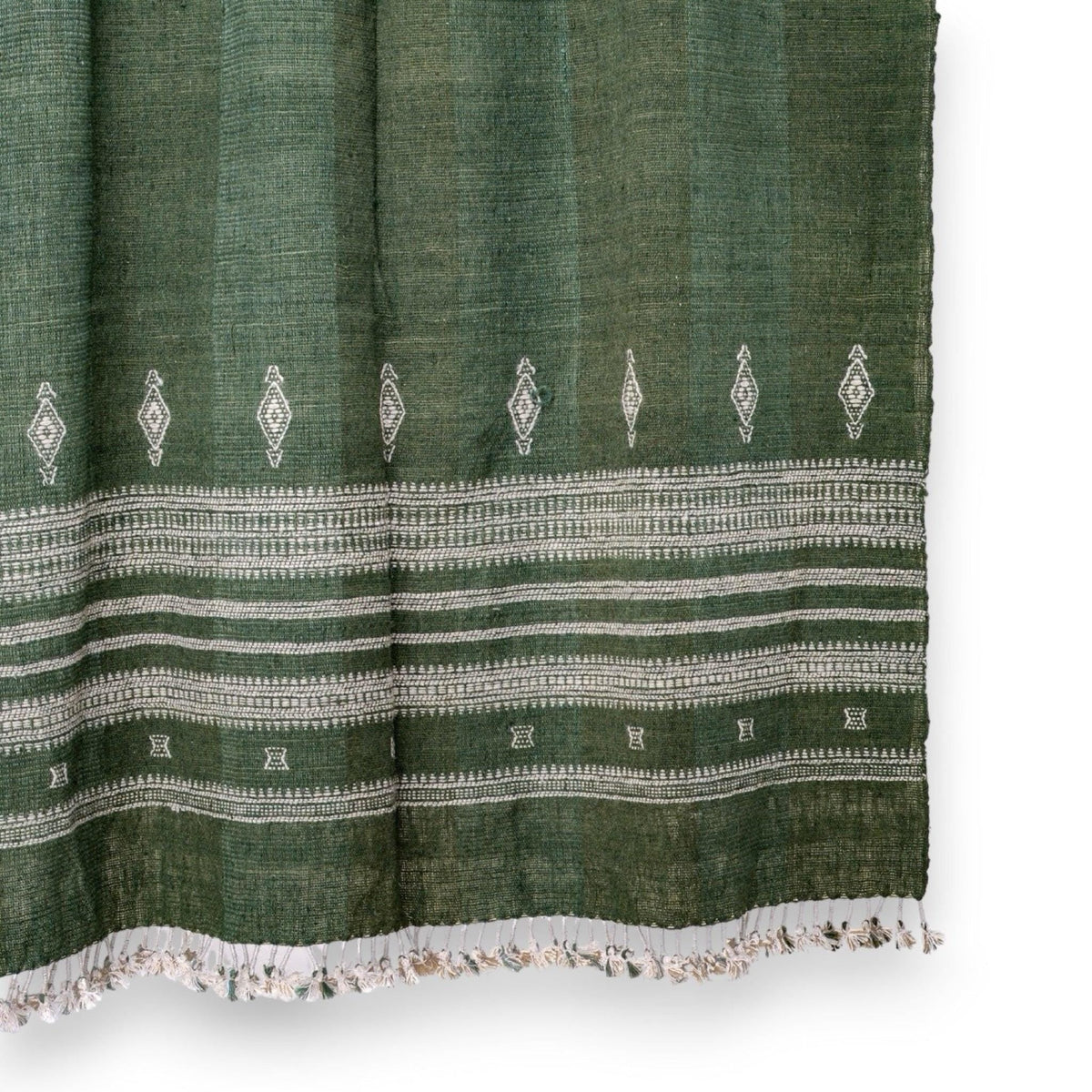 Erica forest green handwoven Indian wool throw blanket – view 2
