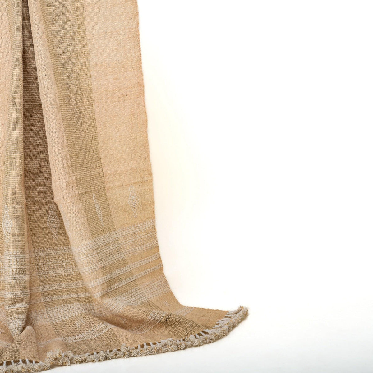 Cassia tan handwoven Indian wool throw blanket – view 3