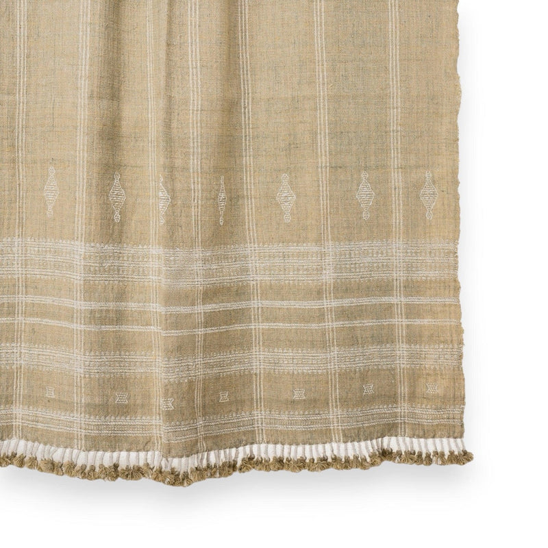 Jasper tan beige handwoven Indian wool throw blanket – view 2