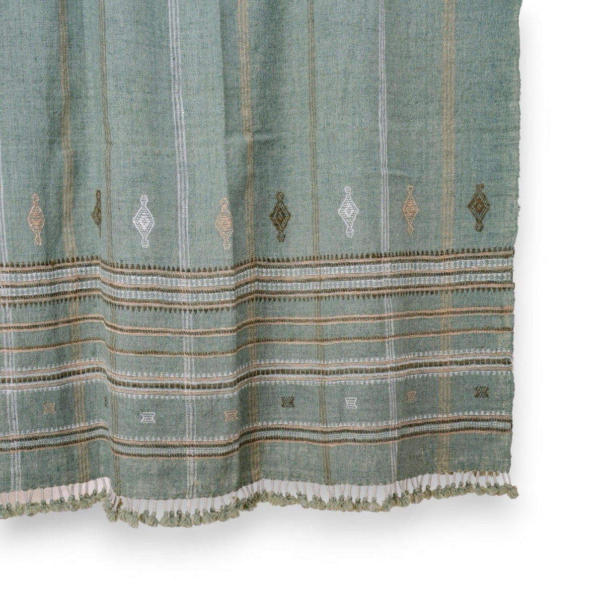 Jade sage green handwoven Indian wool throw blanket – view 2