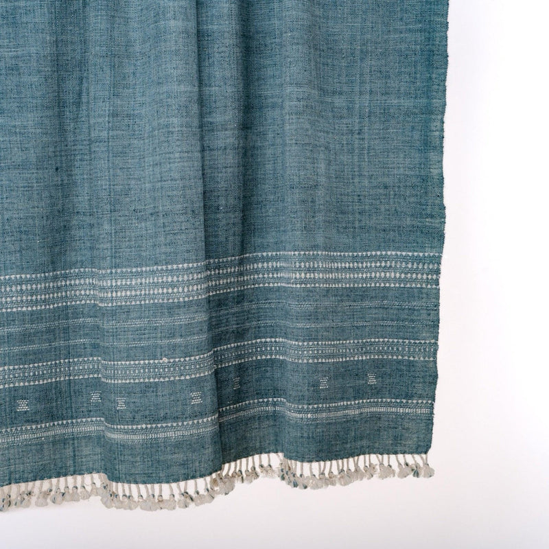 Neelam vibrant teal handwoven Indian wool throw blanket – view 2