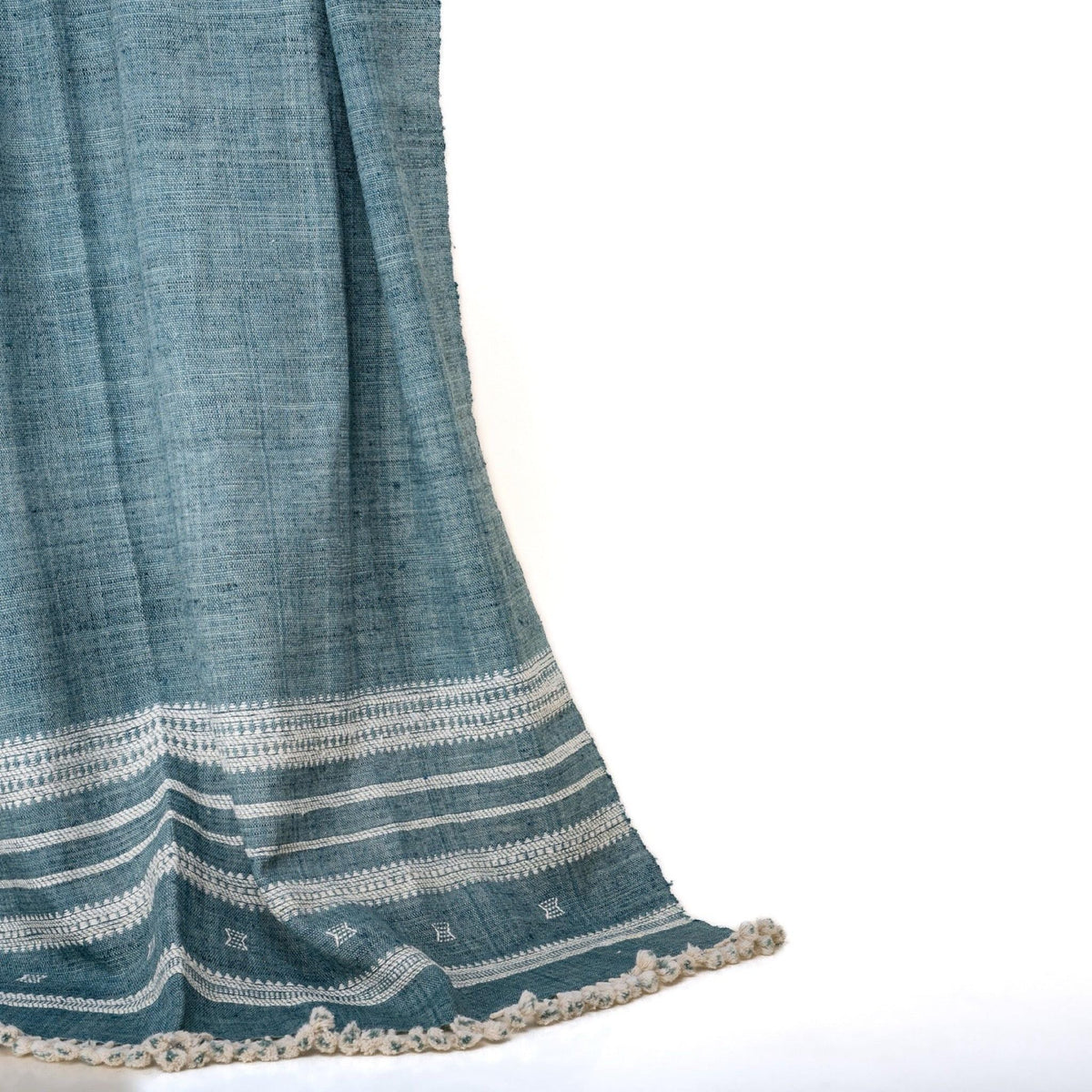 Neelam vibrant teal handwoven Indian wool throw blanket – view 8