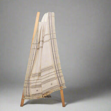 Alabaster off white handwoven Indian wool throw blanket – view 9