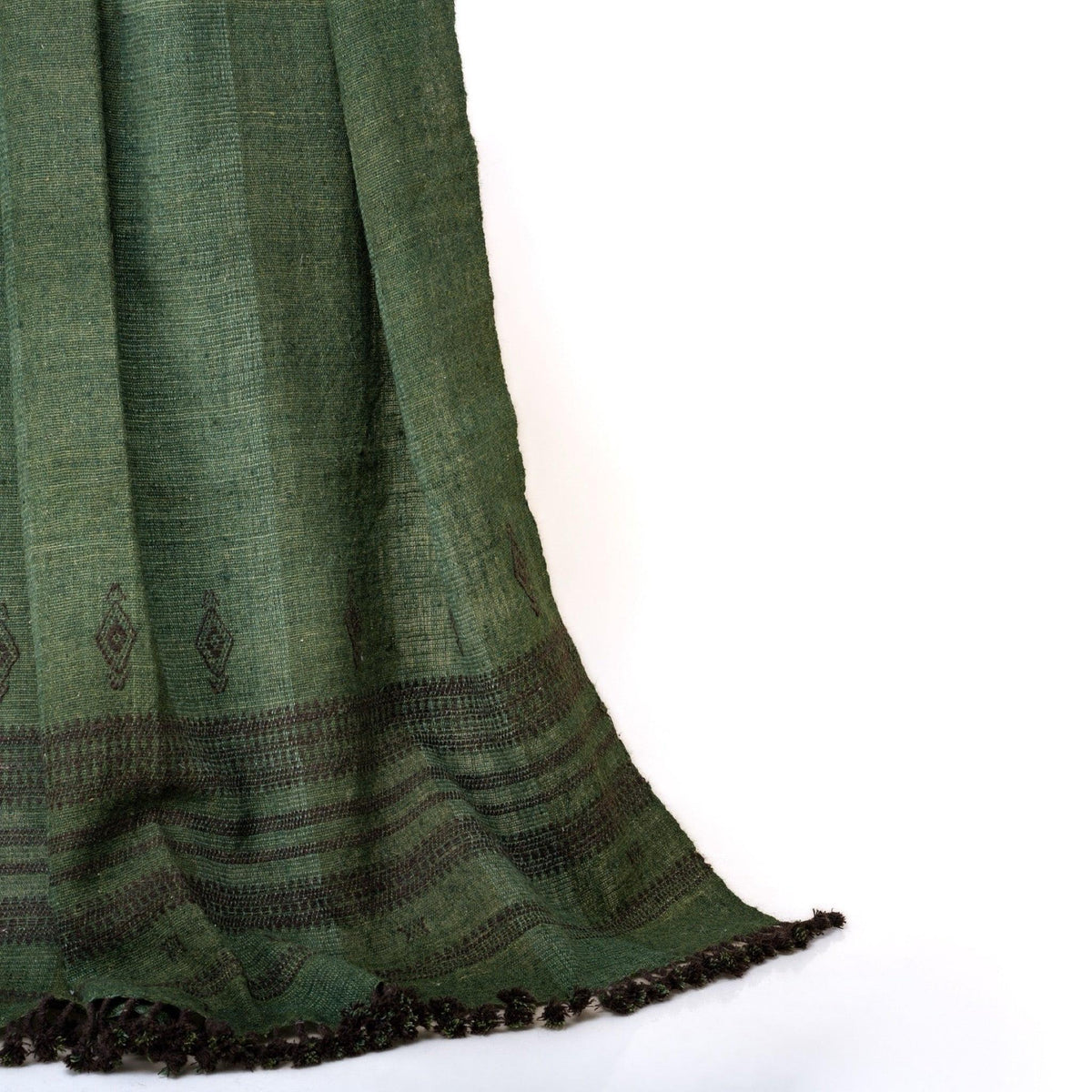 Basil deep green handwoven Indian wool throw blanket – view 6