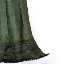 Basil deep green handwoven Indian wool throw blanket – view 6