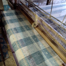 Iris teal blue handwoven Indian wool throw blanket – view 7
