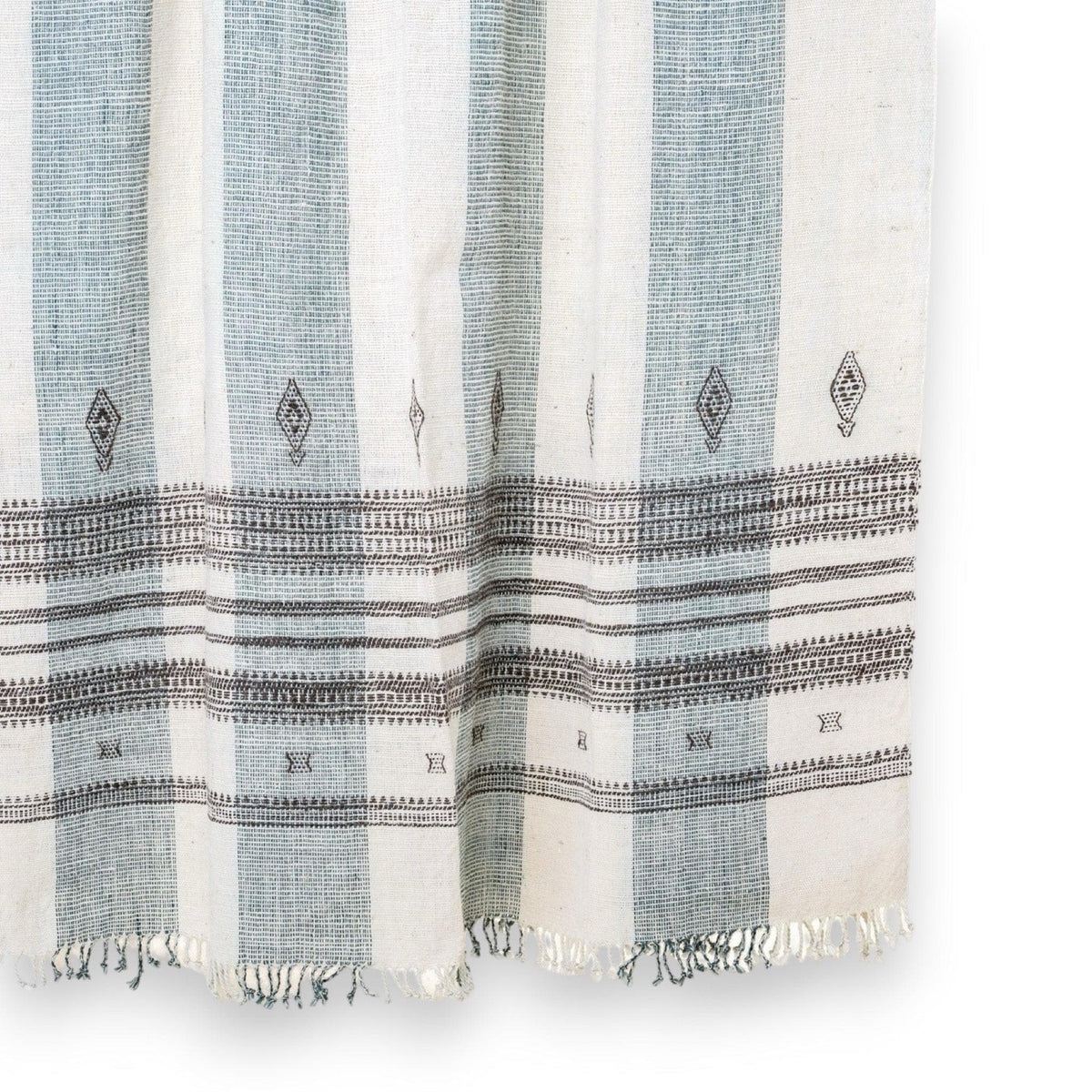Magnolia white striped handwoven Indian wool throw blanket – view 4