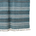 Sapphire teal blue striped handwoven Indian wool throw blanket – view 2