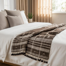 Bronzite warm brown handwoven Indian wool throw blanket – view 4