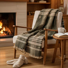 Zaraa olive brown handwoven Indian wool throw blanket – view 4