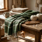 Erica forest green handwoven Indian wool throw blanket – view 9