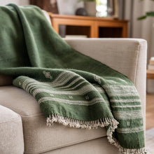 Erica forest green handwoven Indian wool throw blanket – view 3