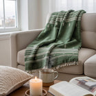 Erica forest green handwoven Indian wool throw blanket