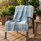 Iris teal blue handwoven Indian wool throw blanket – view 6
