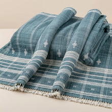 Topaz teal blue handwoven Indian wool throw blanket – view 9