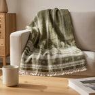 Oliver olive green handwoven Indian wool throw blanket – view 10