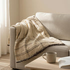 Tanishq tan plaid handwoven Indian wool throw blanket – view 4