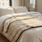 Tanishq tan plaid handwoven Indian wool throw blanket – view 8