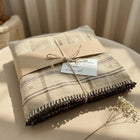 Tanishq tan plaid handwoven Indian wool throw blanket – view 9