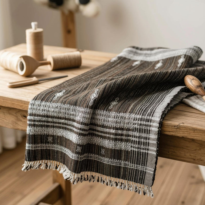Spinel brown handwoven Indian wool throw blanket